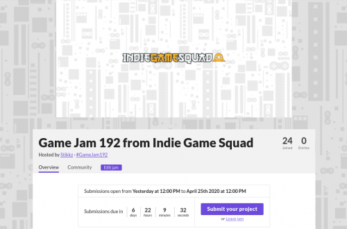 https://itch.io/jam/game-jam-192-from-indie-game-squad